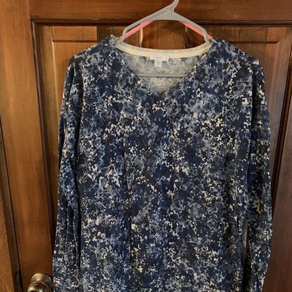 J.Jill nwot blue floral cotton sweater small tall S T